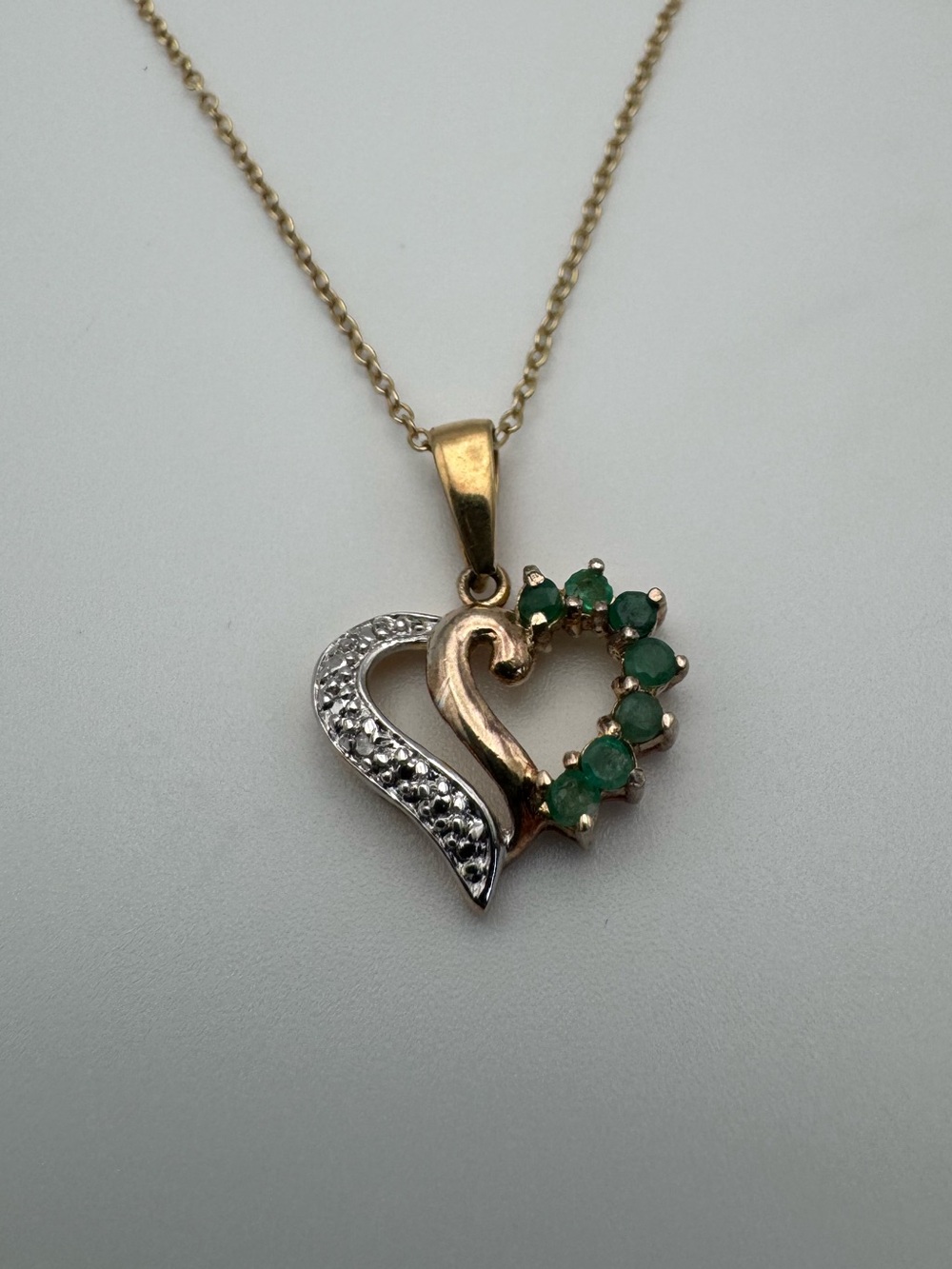Gold Vermeil Sterling Silver 925 Heart Gemstone Pendant Necklace